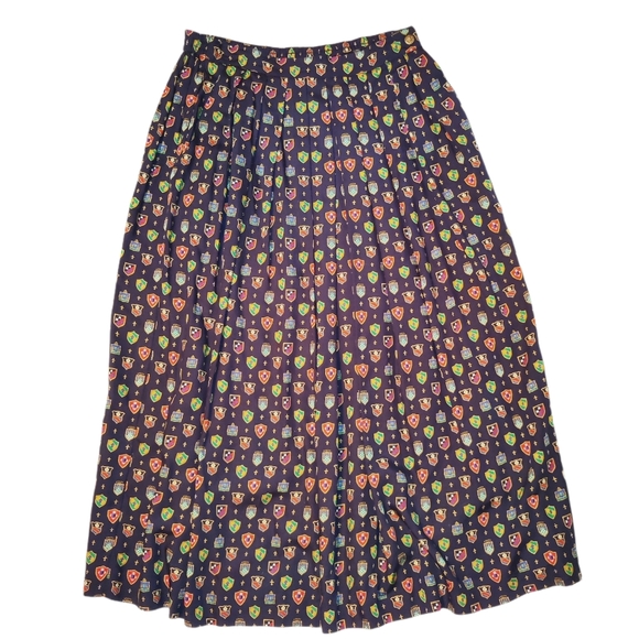 Chaus Dresses & Skirts - Vintage Chaus Rayon Pleated Novelty Midi Skirt